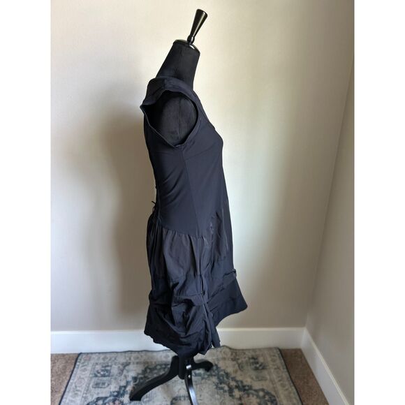 SUN LIGHT Women's Black Taffeta Bubble Hem Parachute Midi Tank Dress Size 2 - Picture 2 of 8